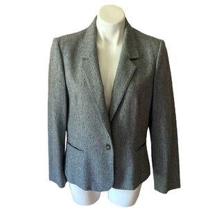 Vintage Gray Saville Wool Blend Button Size 14 Blazer Winter  Office Plus Size